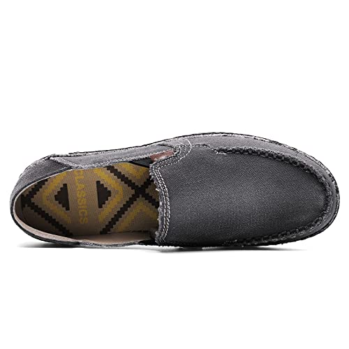 JAMONWU Men's Slip on Shoes Cloth Shoes Deck Shoes Canvas Leisure Vintage Casual Loafer Boat Shoes3