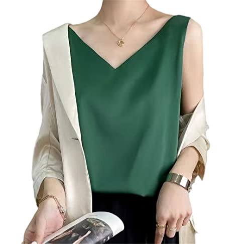 Débardeur d'été pour femme fluide anti-transpiration satin vert XXXL