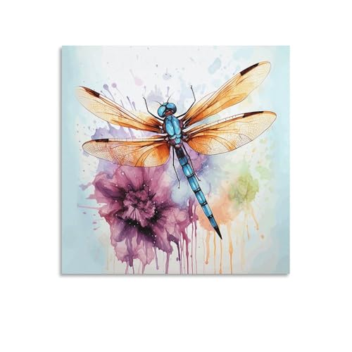 Toile murale abstraite libellule pour dynamiser un mur blanc sans cadre