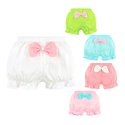 Baby Girls Bloomers Newborn Infant Toddler Kids Cotton Ruffle Bow Diaper Covers Briefs Underwear Set 0-4T(0-12 Months)