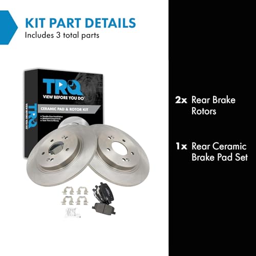Image of TRQ Rear Ceramic Brake Pad and Rotor Set Compatible with 19-20 Hyundai Santa Fe 20-24 Hyundai Palisade 20-24 Kia Telluride