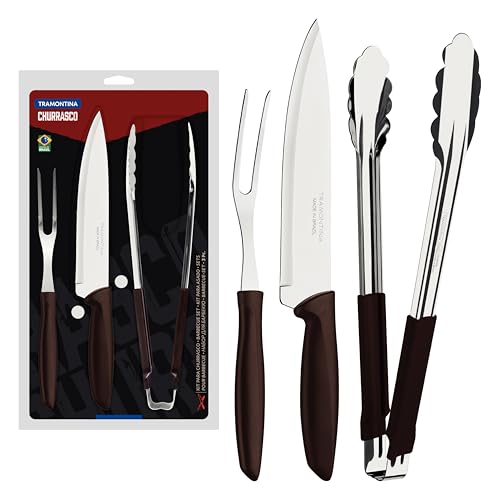 Kit de facas Tramontina 3 peças para churrasco com lâminas de aço inoxidável