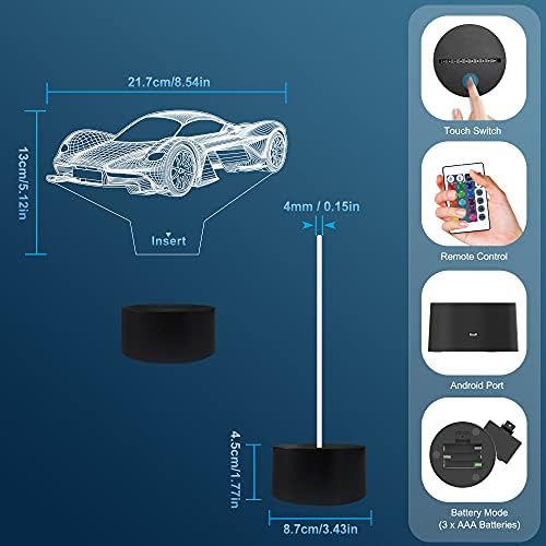 Attivolife Car Gifts for Boys, Sports Racing Illusion Optical LED Night Light 16 Colors Change with Remote Control Timer, Kids Bedroom Decor Lamp Cool Novelty Birthday Xmas Present for Men Toddler