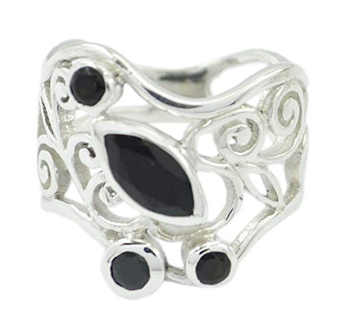Bague noire naturelle argent sterling 925 femme RIYO Bonnie
