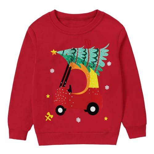 Toddler Boys Christmas Sweatshirt Kids Ugly Xmas Reindeer Santa Holiday Sweater Long Sleeve Crewneck Pullover 2-7T