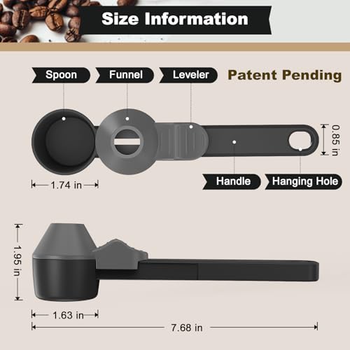 Image of Coffee Scoop & Funnel for Reusable K Cup Refillable Coffee Pods, Coffee Measuring Spoon 2 Tablespoon Capacity, Scoop with Funnel for Ground Coffee, Protein Powder, Tea (Black&gray, 2 Pack)