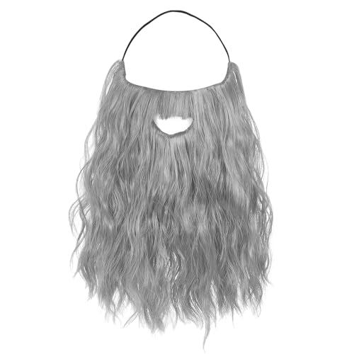Fake Beard Grey Long Fake Mustache Wizard Beard Costume False Facial Hair for Carnival Themed Party Cosplay Halloween Costume