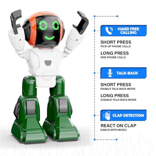 Image of Mirana Moonwalker | Smart & Interactive Walking & Talking Robot | USB Rechargeable Type-C | in-Built Bluetooth Speaker | Remote & App Controlled Toy for Kids 2+ 3+ 4+ 5+ 6+ Years (Tiranga)