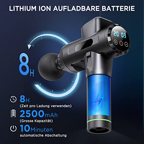 Massagepistole Massagegerät für Nacken Schulter Tiefen Massagegerät mit 30 Geschwindigkeiten 6 Massageköpfen… - Image 6