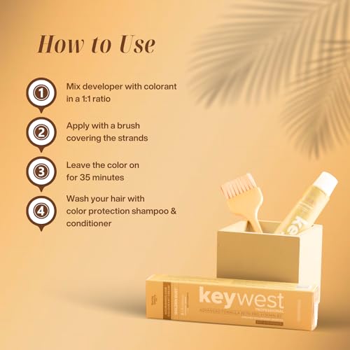 Image of Keywest Professional Hair Color Developer 20 Volume 6% 1000ml + Hair Color Tube 80gm (Ammonia Free) | 2in1 Formulation with Enriched Pro Vitamin B5 (No 1 Natural Black)
