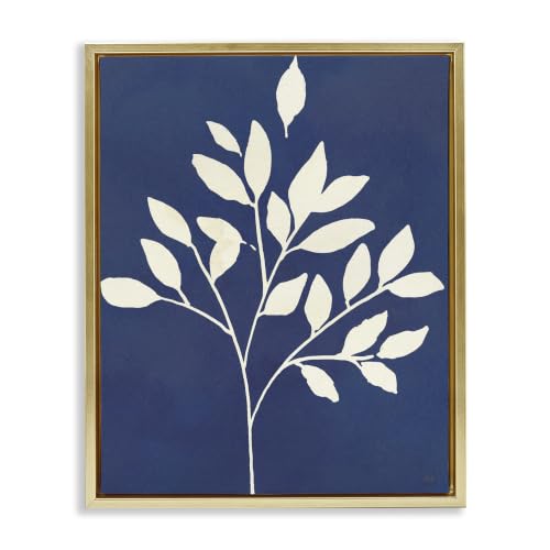 Modern Leaf Sprig Botanical Abstract, 17 x 21 Inch Canvas in Floater Frame