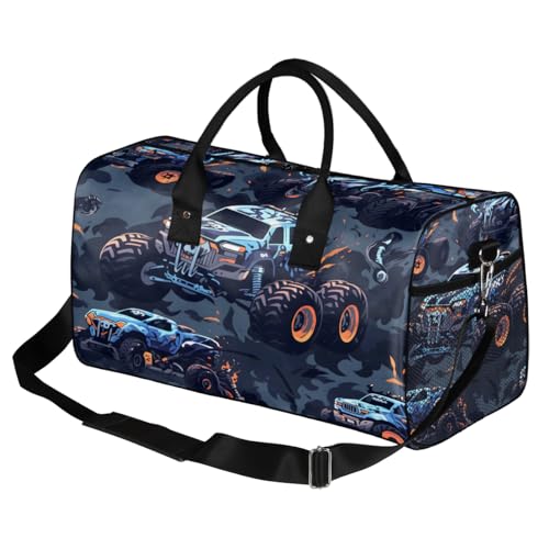 Monster Truck Travel Duffle Bag for Women Men Foldable Waterproof Weekender Bag Carry on Tote for Overnight Sports Gym Monster Truck2