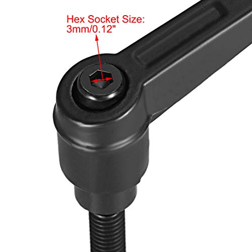 Image of uxcell M6 x 50mm Handle Adjustable Clamping Lever Thread Push Button Ratchet Male Threaded Stud Knobs Locking Rotating Screw Handles Quick Release Bolt Black 3pcs