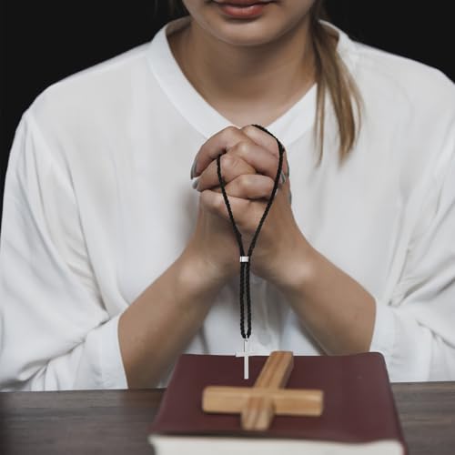 Kigeli Black Cord Cross Necklace for Minister Silver Clergy Robes Cross Priest Collar Necklace Men Women Stainless Steel Plain Christian Pendant Christmas Jewelry Communion Gifts for Thank You Pastor4