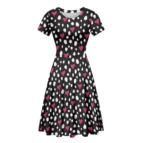 Image of HUGS IDEA Womens Puffy Swing Midi Dress Round Neck Short Sleeve Party A-Line Dresses