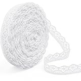 30 Yards White Lace Ribbon, Lace Trim Ribbon, 0.5 Inch Width Vintage Lace Trim for Sewing Crafts, Wedding Decoration, Gift Wrapping, DIY Crafts and Flower Design