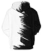 GLUDEAR Men's Realistic 3D Digital Print Pullover Hoodie Hooded Sweatshirt, Black White Ink, XXL #1