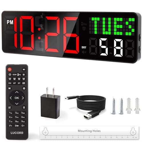 Home Gym Timer, 12'' Interval Workout Clock with Seconds | Remote Control | 5 Display Modes, 4 Alarms | Countdown Wall Clock for Gym Garage Crossfit HIIT Classroom