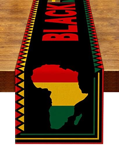 Black History Month Table Runner Afro African American National Holiday Party Decoration Home Kitchen Dining Room Decor