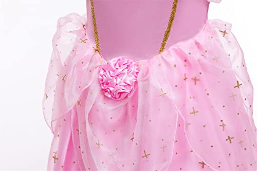KANDEMY Fille Déguisement de Princesse avec Accessoires Robe de Princesse Costume pour Enfant Anniversaire Fête Noël Partie Carnaval Cosplay Rose 130 – vue 5