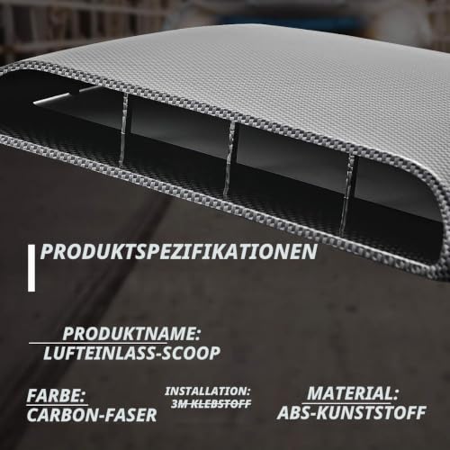 KATUR Universal Car Dekorative Luftstrom Einlasshaube Scoop Vent Turbo Bonnet Abdeckung Carbon Friber