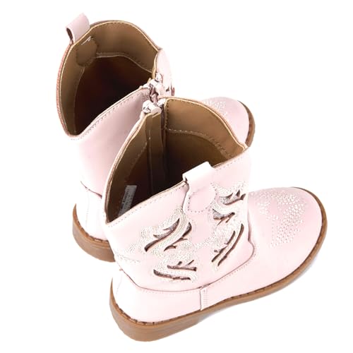 Newsonet Toddler Girls Cowboy Cowgirl Boots Round Toe Western Boots Mid Calf Side Zipper Riding Shoes for All Seasons Spring Summer Winter Fall4