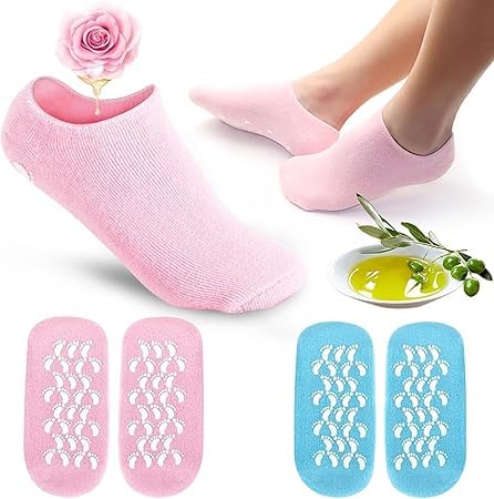 Moisturizing Gel Heel Socks for Women | Anti-Crack Silicone Foot Care Socks with Grip | Soft Fabric Hydrating Socks for Dry & Cracked Heels | One Size-image-5