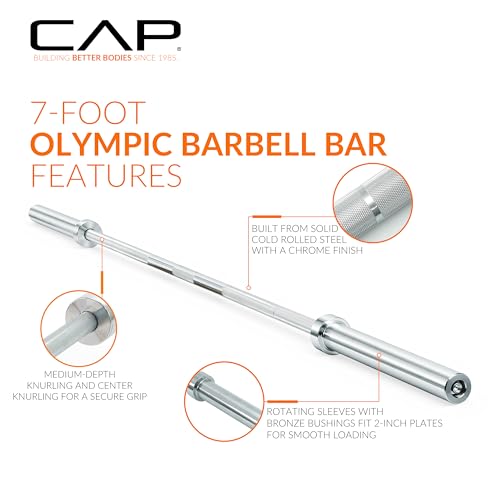 Image of CAP Olympic Barbell - 5FT, 6FT, & 7FT Strength Training Weight Bars, Multiple Options