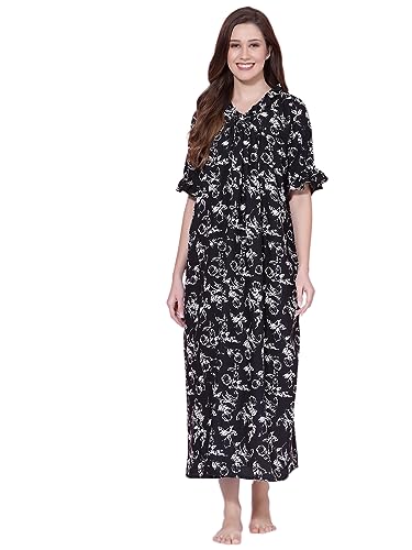 Image of OOMPH! Cotton Blend Nighty for Women's | Night Gown | Nighty | Nightdress | Maxi Dress | Sleepwear | Gown for Women | Nighties | Sleepwear