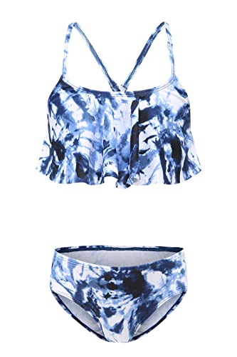 Image of Girls Two Piece Bikini Swimsuits Hawaiian Floral Bathing Suit for Kids Summer Beach Swimwear Set 3-16 Years