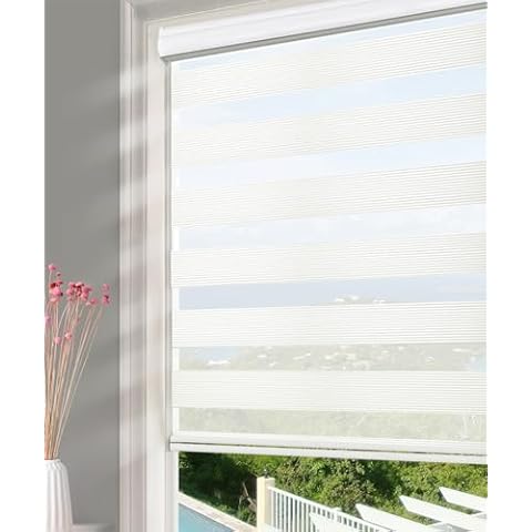 Homebox Zebra Blinds for Indoor Windows, Roller Window Shades Light Filtering Sheer Light Control 47 Inch Wide Blinds for Kitchen Bathroom, 47" W x 72" H White Cover