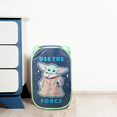 Jay Franco Star Wars The Mandalorian The Child Pop Up Hamper - Mesh Laundry Basket/Bag with Durable Handles - Features Baby Yoda Grogu (Official Star Wars Product)