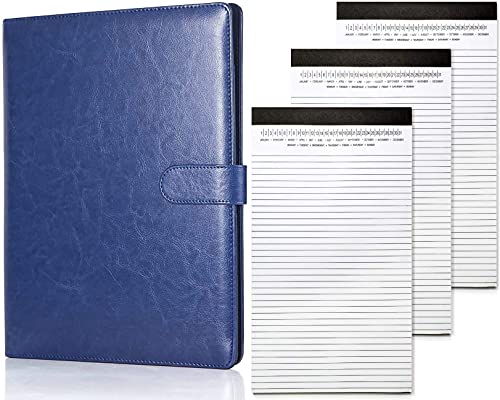 Bundle:Clipboard Folder Padfolio Clipboard(Blue), Writing Portfolio Faux Leather Clipboard with Cover Including Legal Pad with Date on Top,