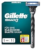 Gillette Mach3 Rasierer Herren — Inkl. 1 Nassrasierer, 1 Rasierklinge mit 3-Fach Klinge — Schwarz