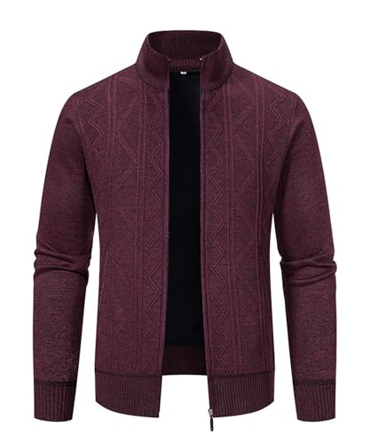 Chaqueta grueso mangas largas de punto para hombre con bolsillos