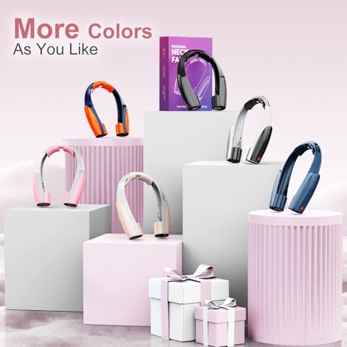 Image of AI Portable Neck Fan with 6 Powerful Speeds, 8000mAh Battery Operated USB-C Rechargeable Fan, Hands-Free 360 Cooling Neck Fan,Twistable,Ultra-Quiet Personal Fan for Women Mother Office Travel(Pink)
