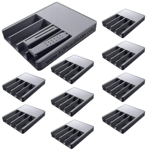 EZ Mag Cubby, Compact Pistol Magazine Organizer for Shelf, Nightstand, or Gun Safe, Magazine Rack, Bedside Gun Storage, Fits Most Handgun Magazines - 10 Pack