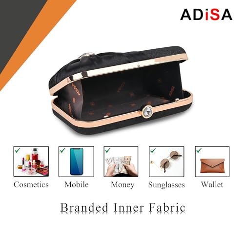 Image of ADISA Studded formal party clutch with gold chain for women and girls (CL107)