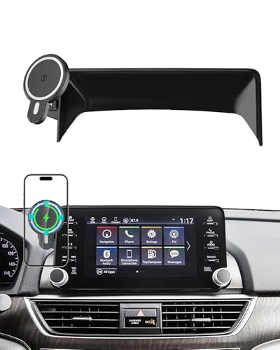 Image of PZK Car Phone Mount for Honda Accord 2018-2022 Sport SE /EX /EX-L /Touring /LX Accessories 10th Gen Accord for 8-inch Screen Magnetic 15W Fast Wireless Charger Phone Holder 360 Rotation with Stroage Box