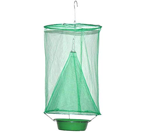 Brain Freezer Foldable Reusable Hanging Fly Catcher Killer Flies Zapper Cage Net Bugs Trap - Green