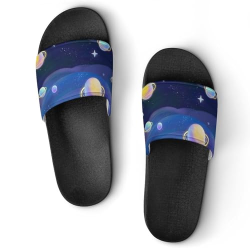 Claquettes femme planète espace pantoufles de bain antidérapantes maison slide