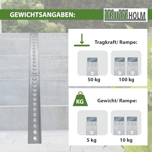 TRUTZHOLM Auffahrschiene klappbar 240 cm Tragkraft 50 kg Alu grau gelocht Fahrradrampe Rampe