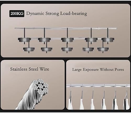 Ceiling Drying Rack Household Hand Operated Lifting Double Pole Clothes Hanger Ceiling Mounted Clothes Stainless Steel Manual Drying Rack for Balcony, Bathroom to Pursue,One Color-2.7m