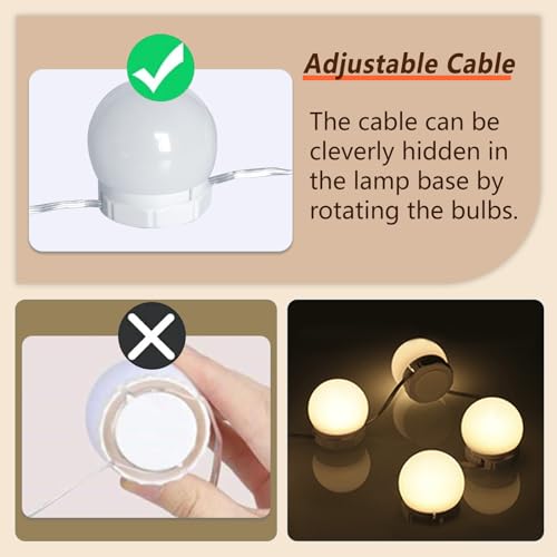 14 Bulbs Hollywood Mirror Lights with USB Cable, 3 Colours Changing & 10 Levels Brightness - Image 3