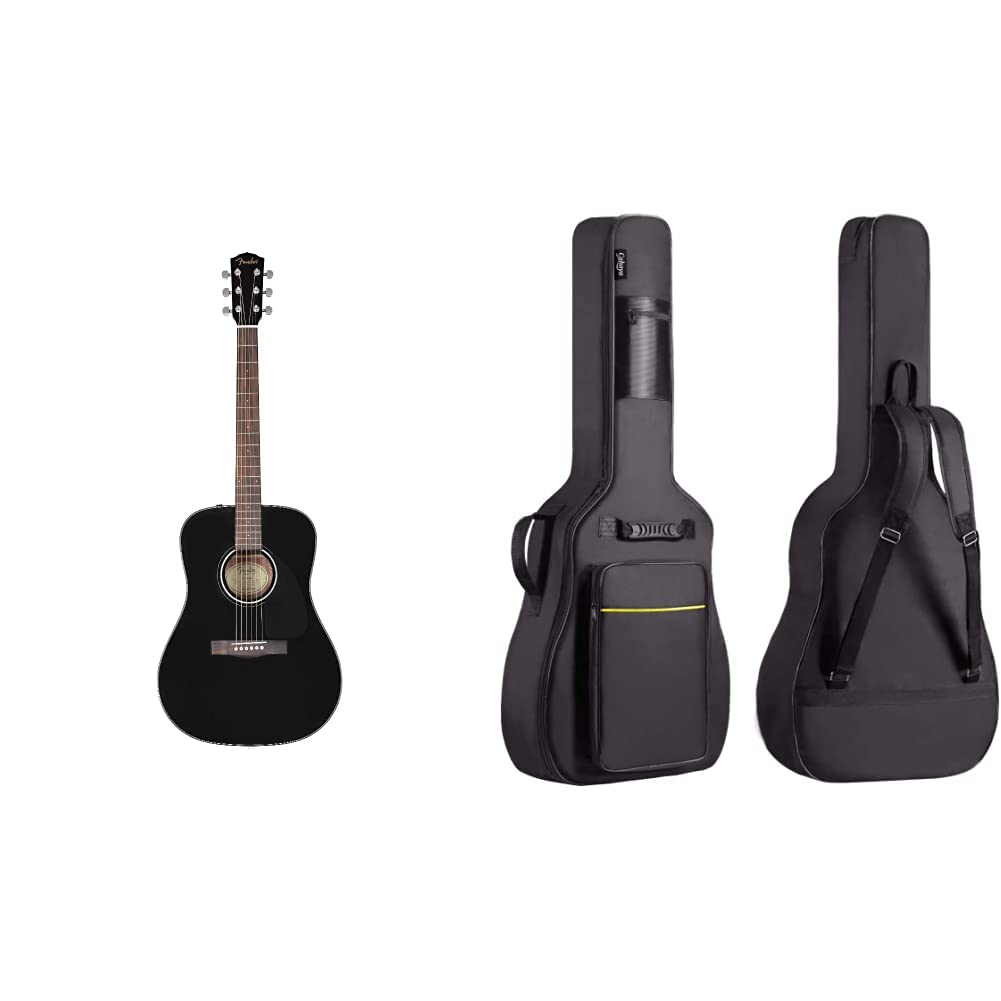 Fender CD-60 Dreadnaught Akustikgitarre (V3) – mit Koffer – schwarz & CAHAYA Gitarrentasche Akustikgitarre Gig Bag Guitar Case wasserdicht gepolsterte Gitarre Rucksack Verdickte Gitarrentasche