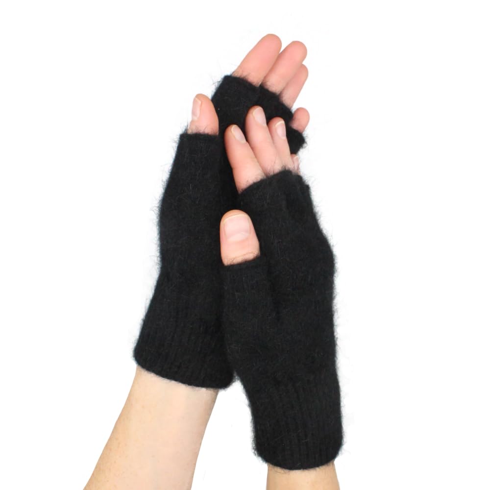 Native World Women's Black Possum Merino Wool Fingerless Gloves For And Men, Soft Extremely Warm (, Small)