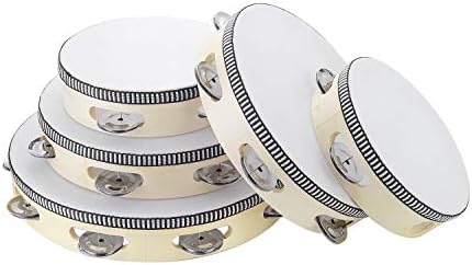 Hand Held Tambourine Drum 6 inch Bell Birch Metal Jingles Percussion Gift Musical Educational Toy Instrument for KTV Party Kids Games (6 inch) 9