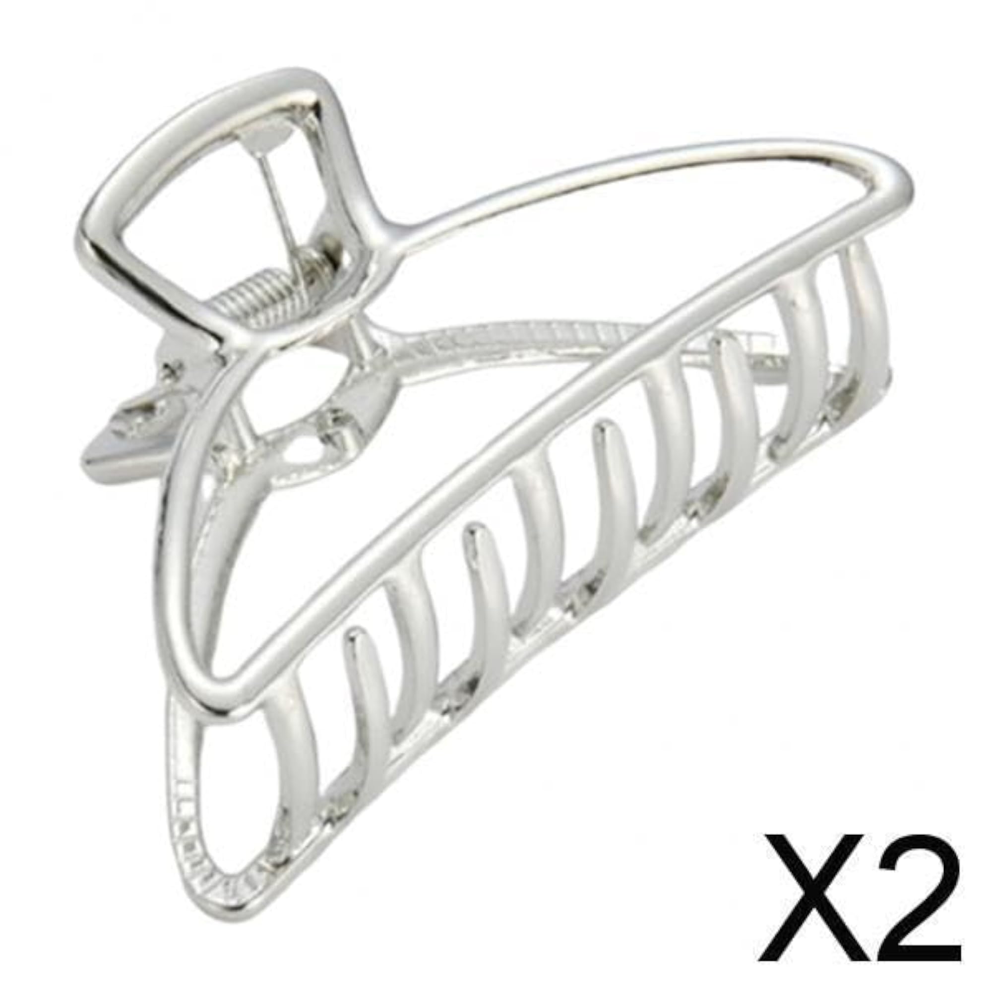 2x Triangle Metal Jaw Hair Claw Clips for Women, Silver