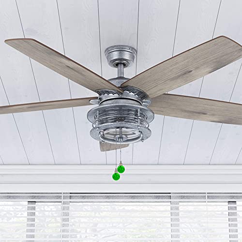 Image of 2 Pack Green Glass Ceiling Fan Pull Chain, Fan Lamp String Pulls Crystal Decorative Extension, 12 Inches Ball Chains Extender Ornament with Connector