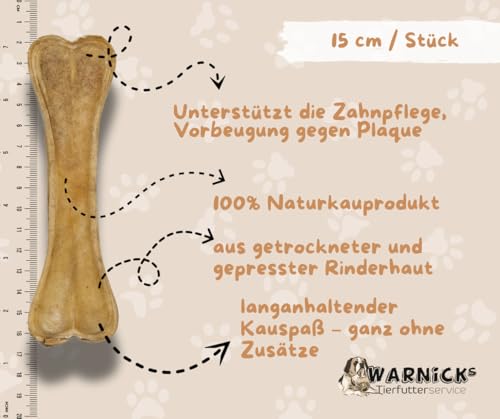 Kauknochen gepresste Rinderhaut 15 cm Hundeknochen Hundefutter Kausnack Rind (30 Stück)